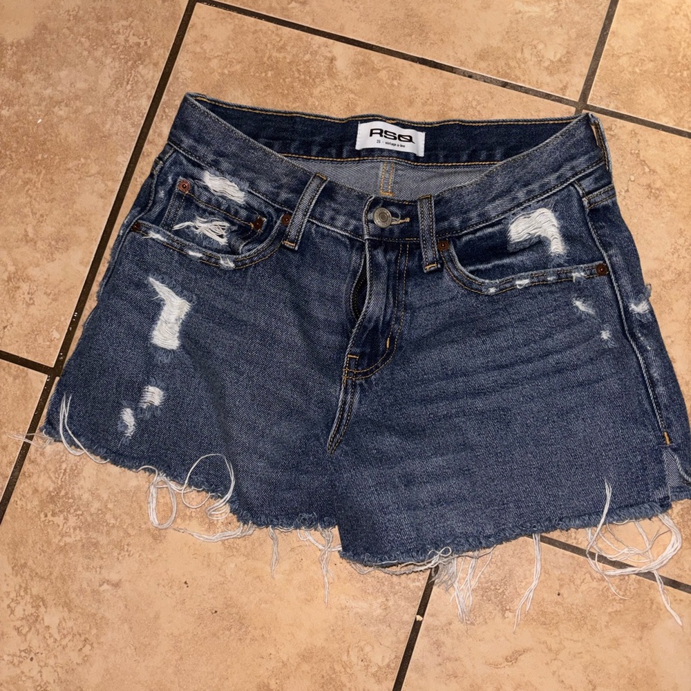 RSQ Blue Distressed Denim Shorts